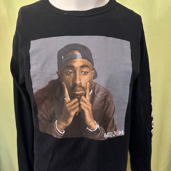 Poetic Justice Other - Tupac Shakur Poetic Justice 2020 Men's Black Long Sleeve Shirt Large Cotton Poly